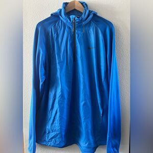 Men's Nike‎ Golf SZ Large Blue Quarter Zip Lightweight Windbreaker w/hood